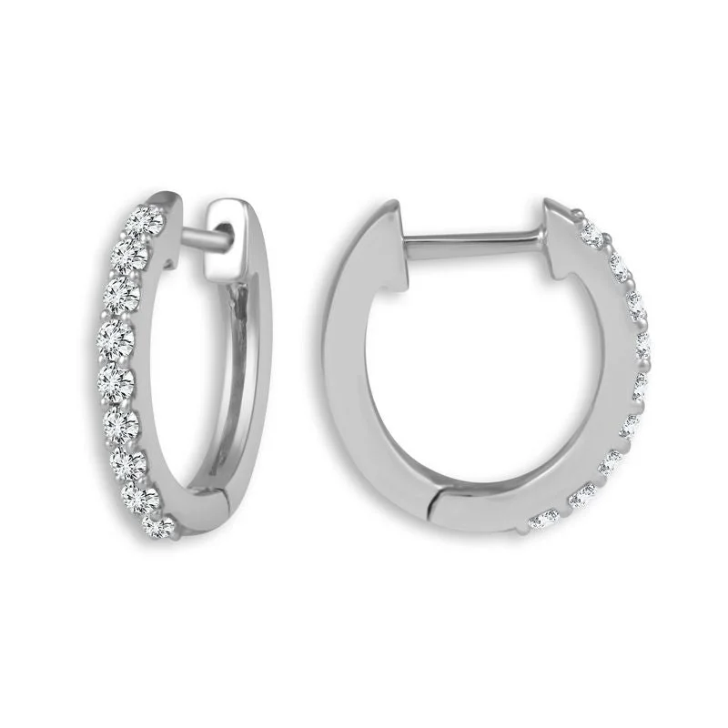 women's earrings celestial starburst -14k White Gold 0.25ctw Diamond Hoop Earrings