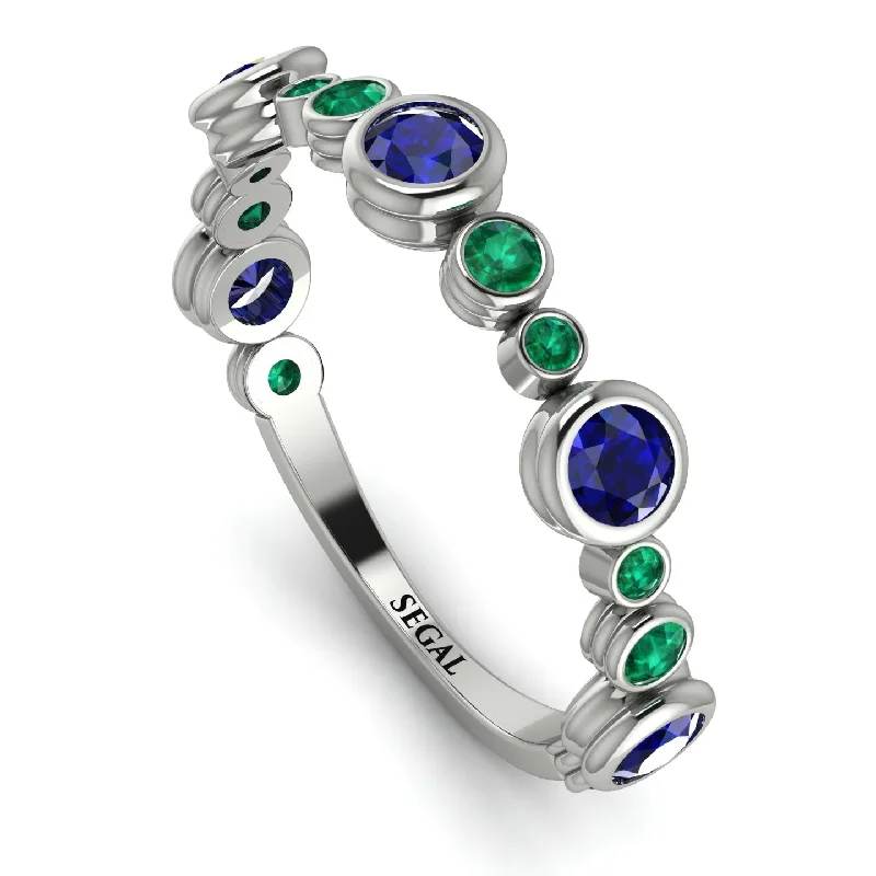 women's ring trendy wide band -Bezel Sapphire Eternity Band - Valeria No. 30