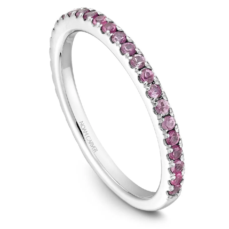 women's ring three-stone setting -Noam Carver Stackable Collection 0.44cttw. Pink Sapphire Fashion Ring STA2-1-P