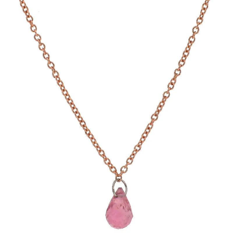 women's necklaces silver -14K Rose Gold and Pink Tourmaline Necklace