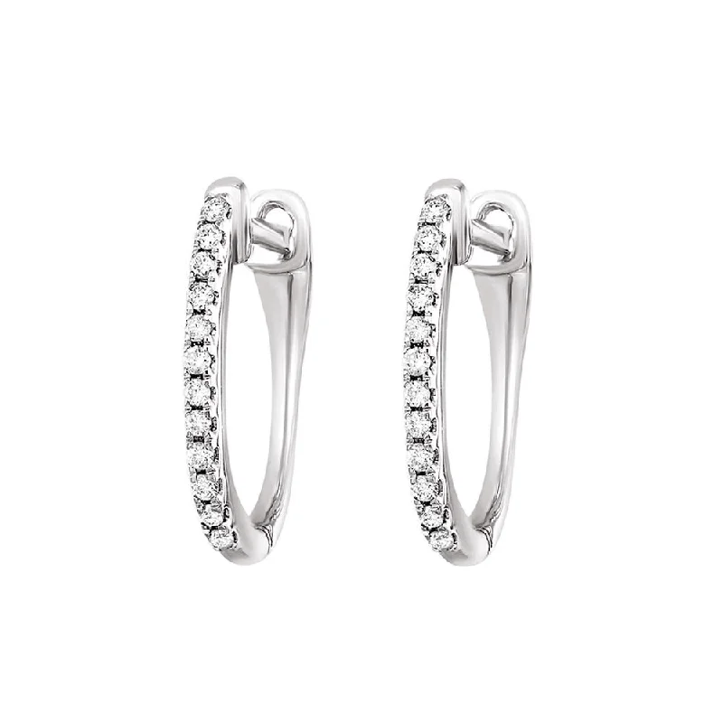 women's earrings elegant touch -1/10 Diamond Huggie Earrings in 10 Karat White Gold