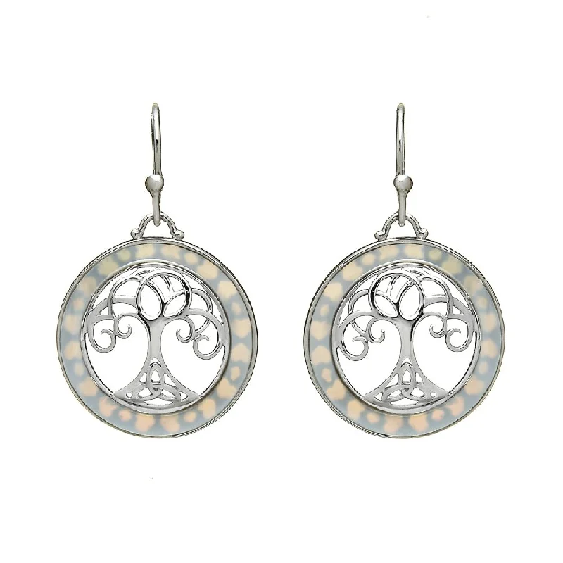 women's earrings handmade luxury design -Sterling Silver Mother of Pearl Tree of Life Earrings - ANU2115