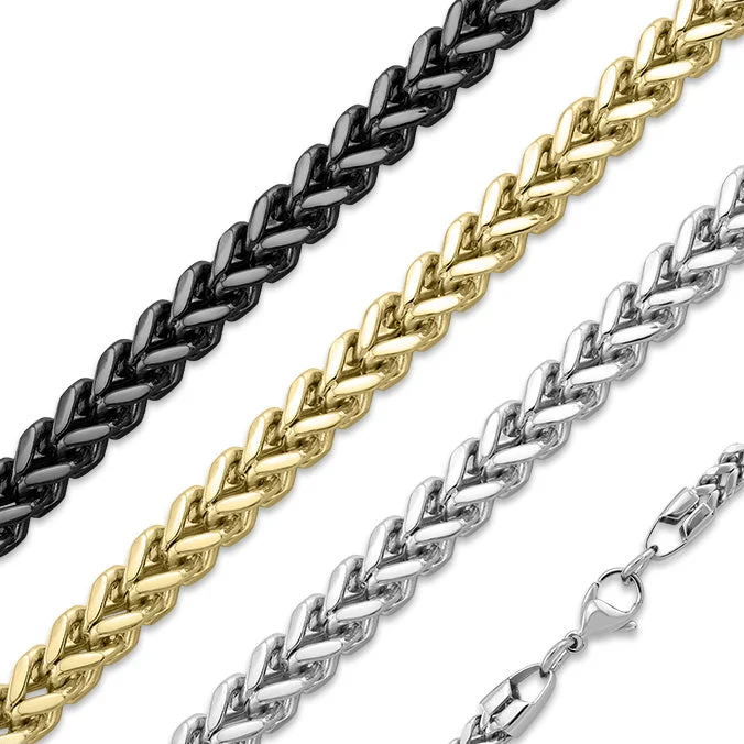 women's necklaces waterproof jewelry -Stainless Steel Franco Wheat Chain Necklace / CHN9800