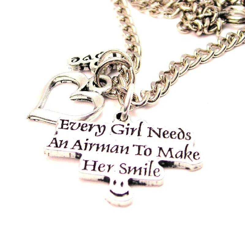 women's necklaces vintage style -Every Girl Needs An Air Man To Make Her Smile Little Love Necklace