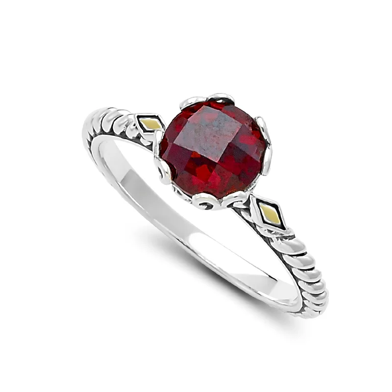 women's ring mother of pearl -Samuel B. Garnet Birthstone Glow Ring - January