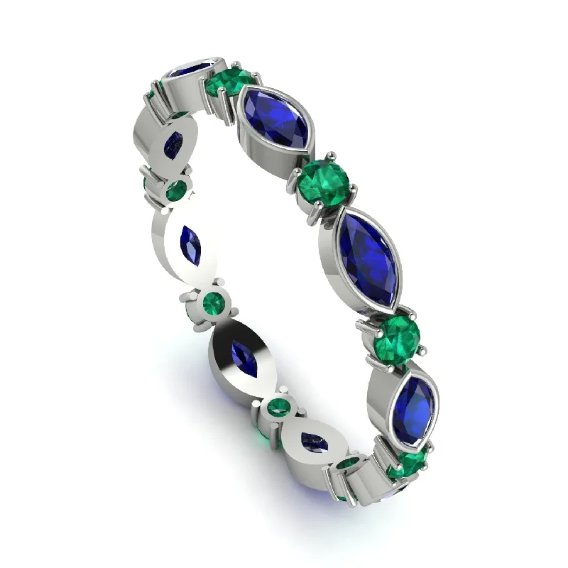 women's ring platinum -Marquise Sapphire Eternity Band - Cecilia No. 30