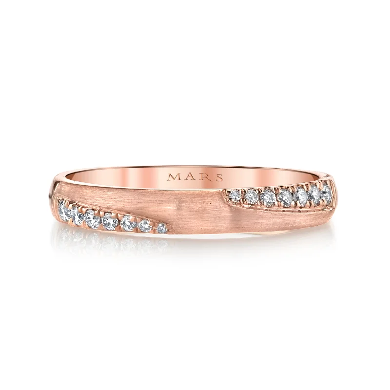 women's ring modern design -14K Rose Gold 0.13ct. Contrasting Diamond Brushed Finish Fashion Ring