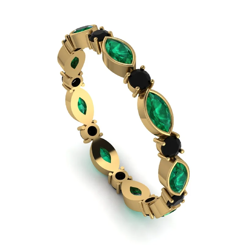 women's ring vintage-inspired filigree -Marquise Emerald Eternity Band - Cecilia No. 34