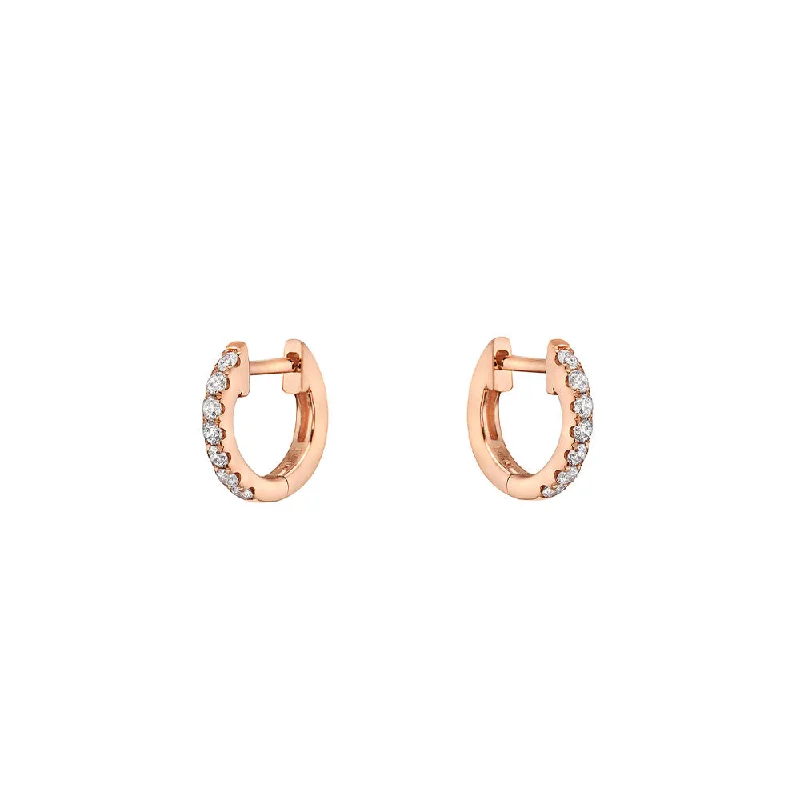 women's earrings statement piece -14 Karat Rosé Gold Micro huggy earrings with diamonds