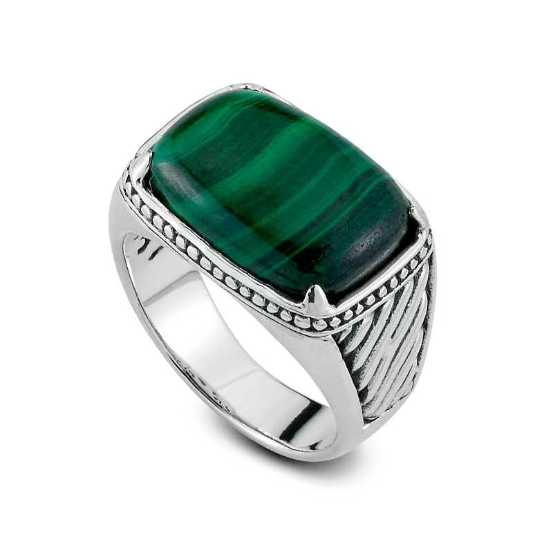 women's ring ruby -Samuel B. Forte Malachite Sterling Silver Ring