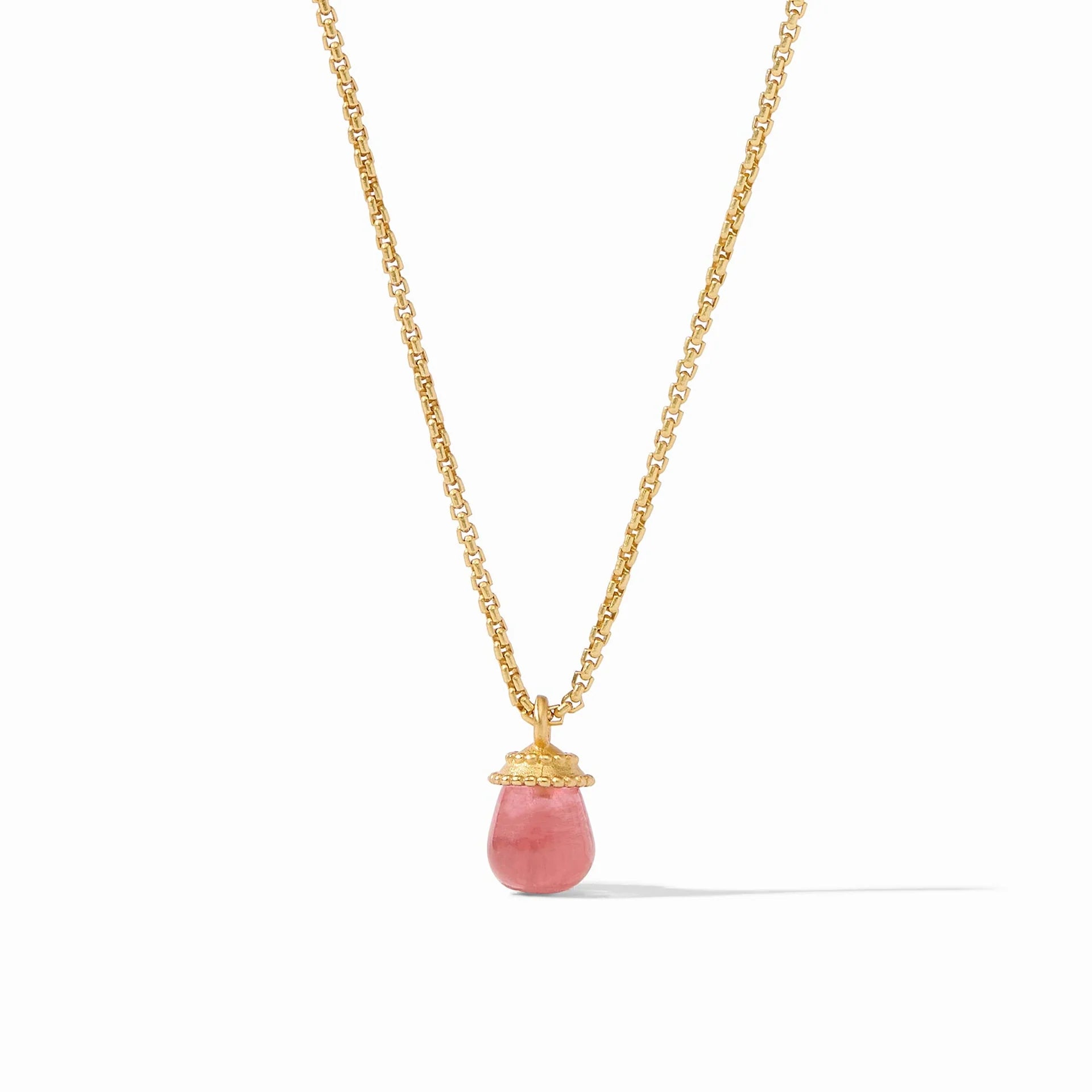 women's necklaces butterfly charm -Julie Vos Noel Solitaire 24K Gold Plated Necklace with Raspberry Stone