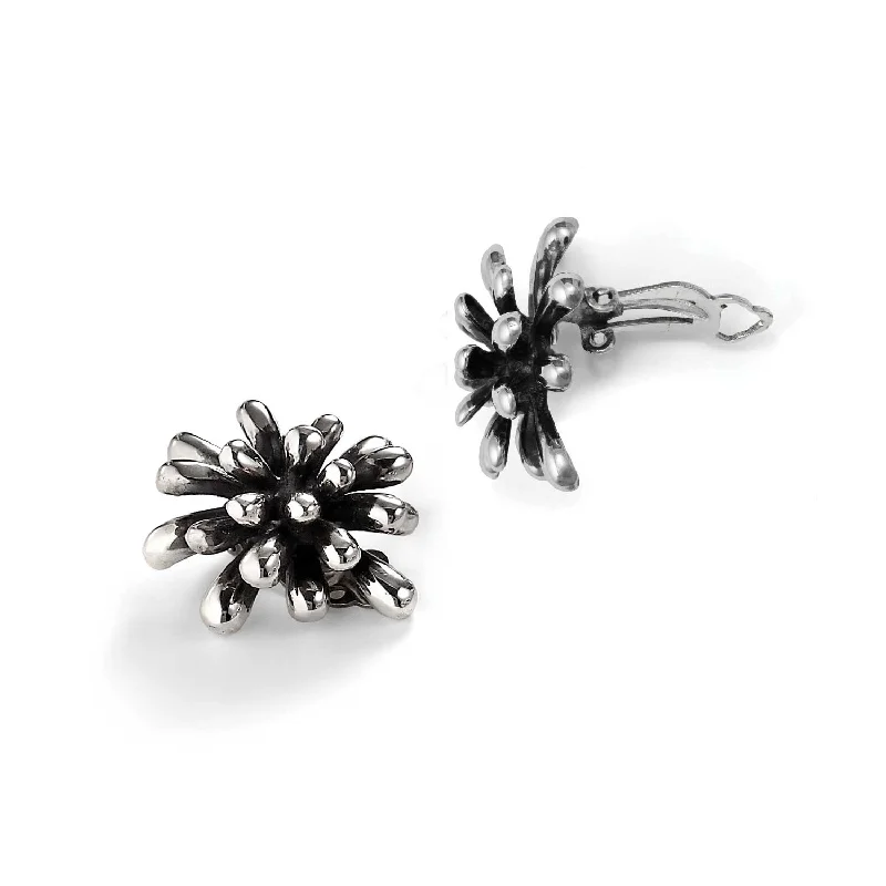 women's earrings diamond solitaire -Fireworks Button Earrings, Sterling Silver