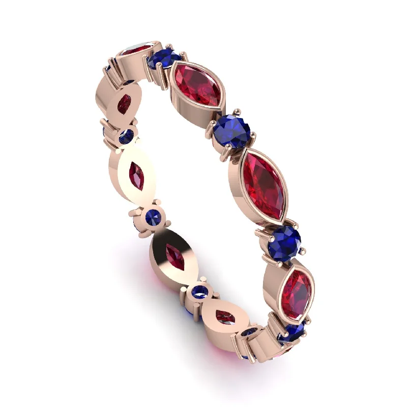 women's ring butterfly design -Marquise Ruby Eternity Band - Cecilia No. 71