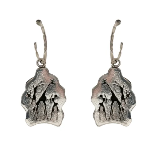 women's earrings delicate and elegant -Silver Rockart Paw Elephant Hair Earrings