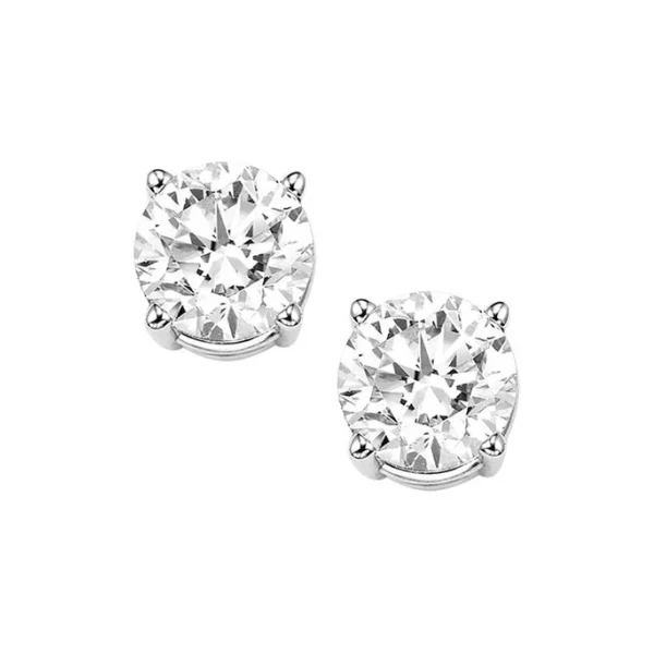 women's earrings crystal accent -1/2 Ctw Round Diamond Stud Earrings in 14 Karat White Gold