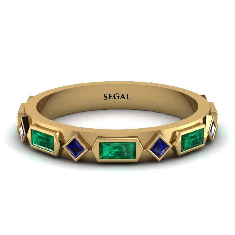 women's ring luxury celebrity style -Emerald Baguette & Princess Eternity Band - Andrea No. 28