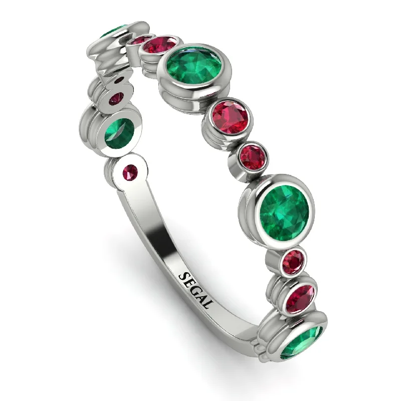 women's ring Valentine's Day gift -Bezel Emerald Eternity Band - Valeria No. 51