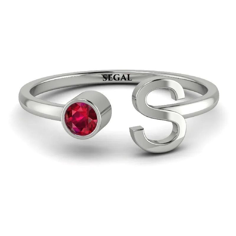 women's ring mixed metals -Personalized Open Ruby Ring - Finley No. 12