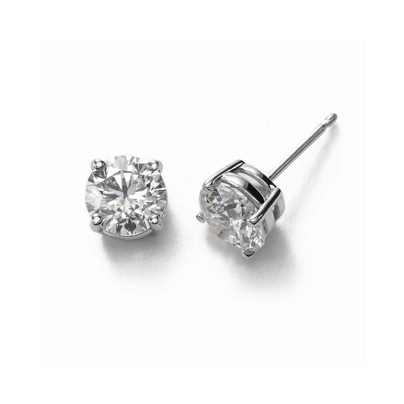 women's earrings high-polish finish -Diamond Stud Earrings, 1.50 Carats Total, 14K White Gold