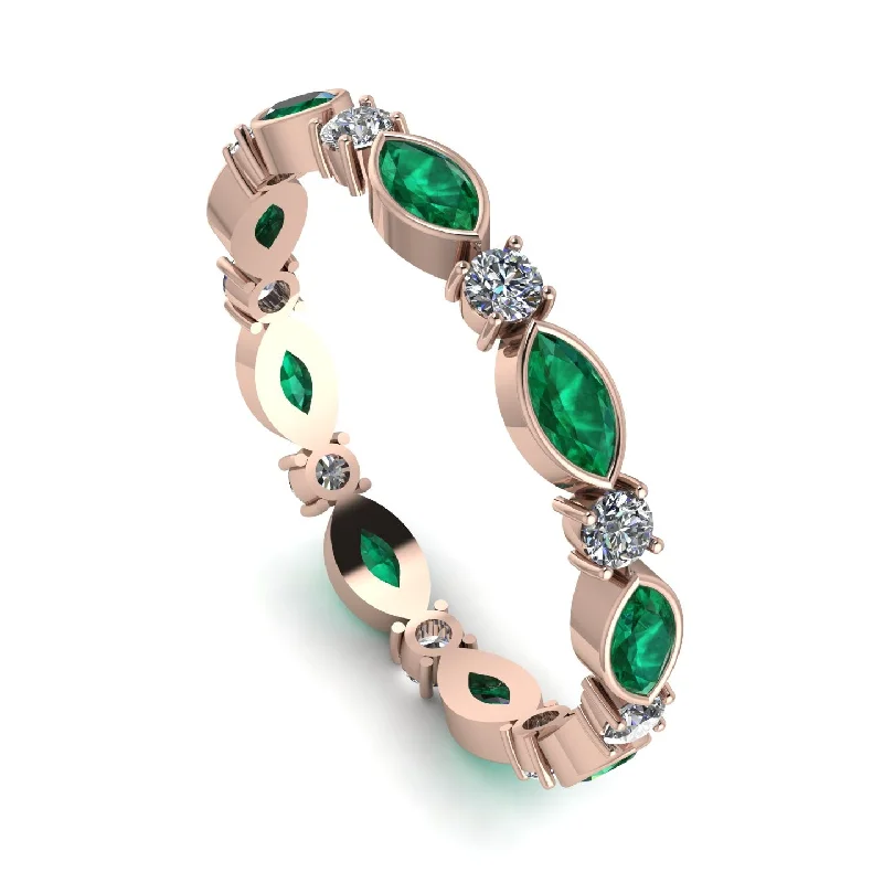 women's ring heart shape -Marquise Emerald Eternity Band - Cecilia No. 5