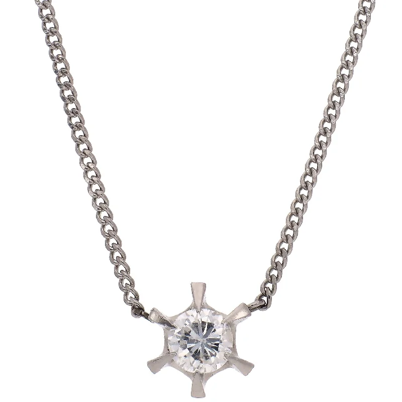 women's necklaces pendant style -Platinum Diamond Station Pendant Necklace