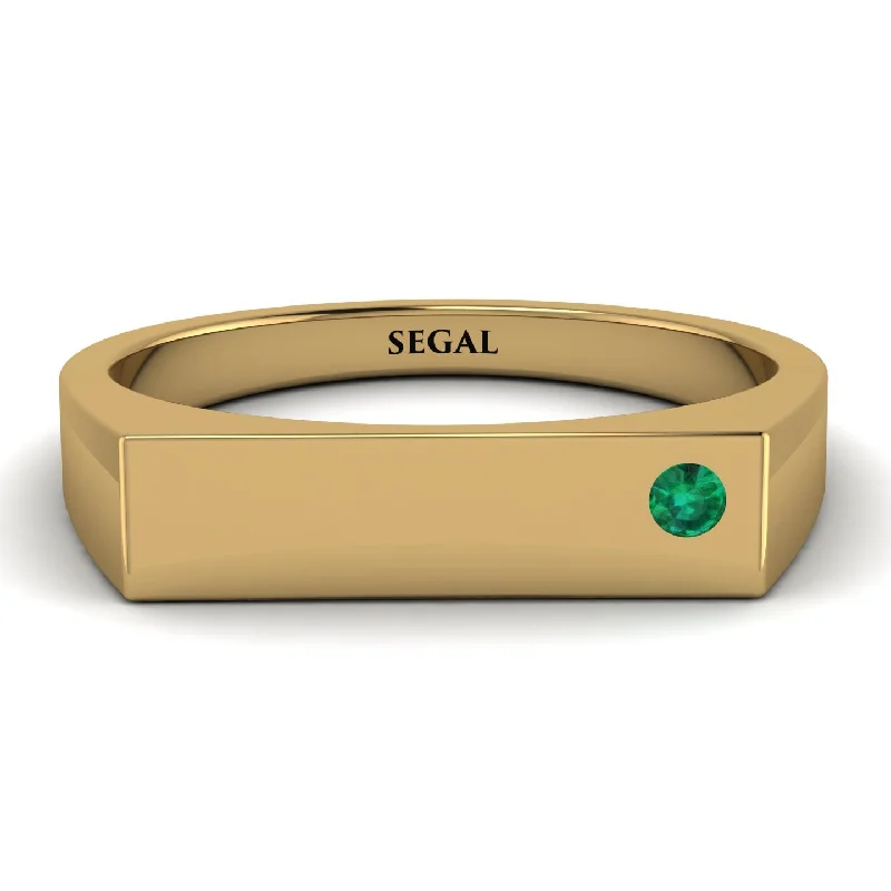 women's ring with initials -Thin Signature Band With Emerald - Norah No. 4