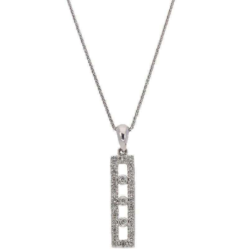 women's necklaces ethically sourced -14K White Gold Elongated Diamond Pendant Necklace