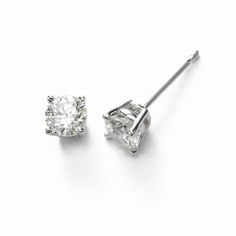 women's earrings dangle design -Diamond Stud Earrings, .30 Carat Total, H/I-SI2, 14K White Gold