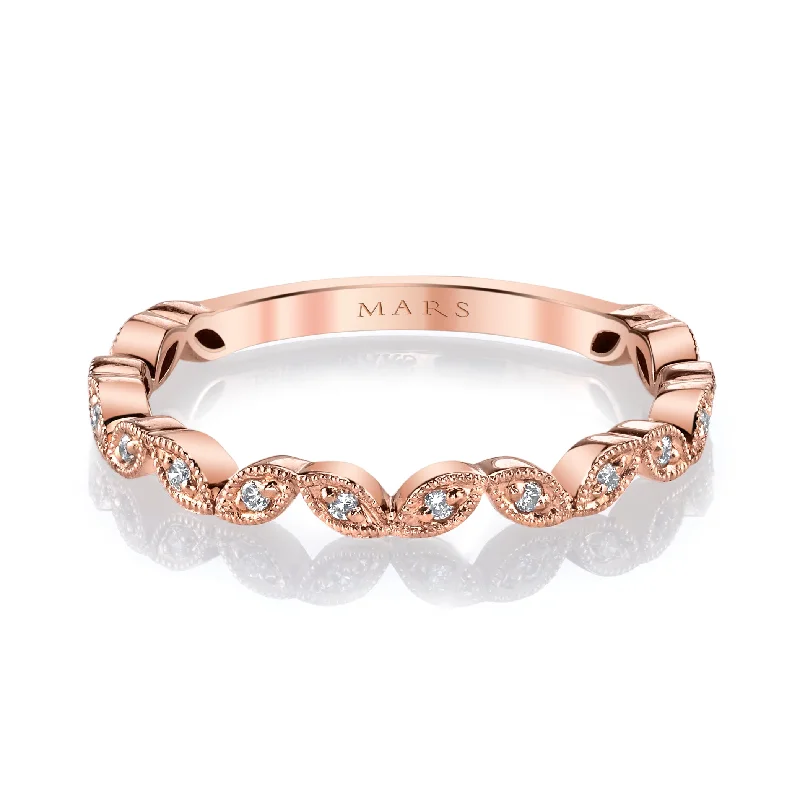 women's ring rose gold -14K Rose Gold 0.09ct. Diamond Milgrain Detailing Stackable Fashion Ring