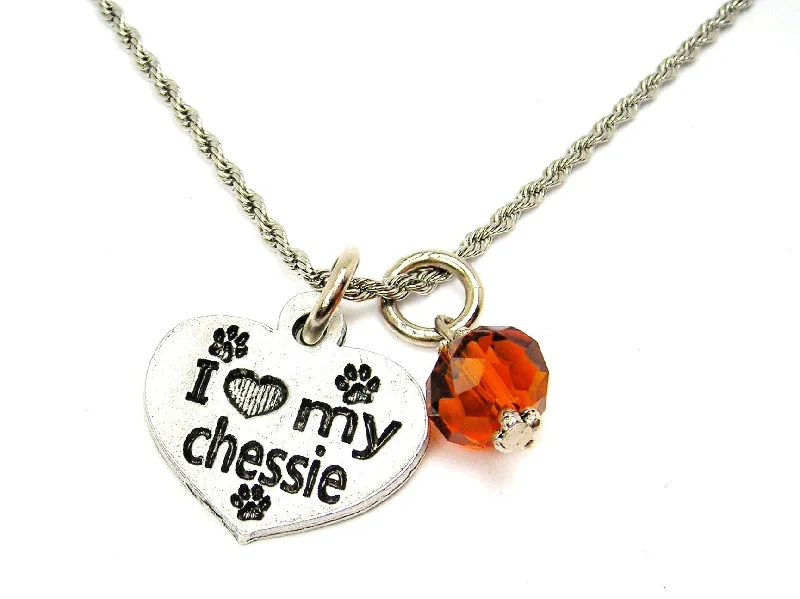 women's necklaces cross pendant -I Love My Chessie Dog Breed Necklace