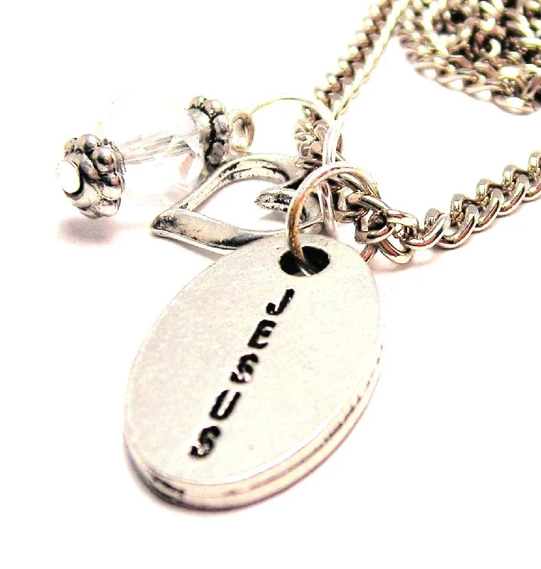 women's necklaces minimalist chain -Jesus Letters Going Down Necklace with Small Heart