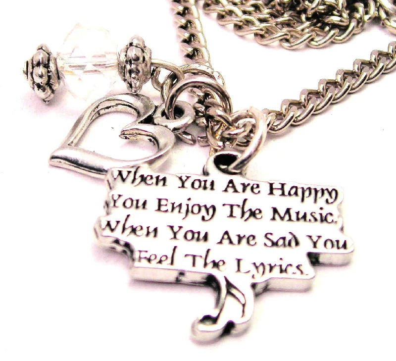 women's necklaces celestial star pendant -When You Are Happy You Enjoy The Music When You Are Sad You Feel The Lyrics Necklace with Small Heart