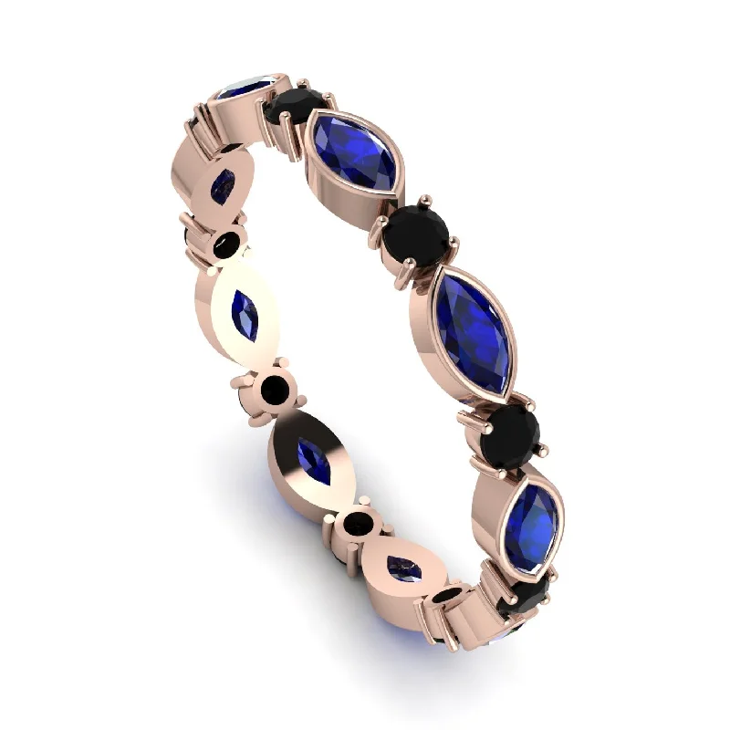 women's ring trendy wide band -Marquise Sapphire Eternity Band - Cecilia No. 44