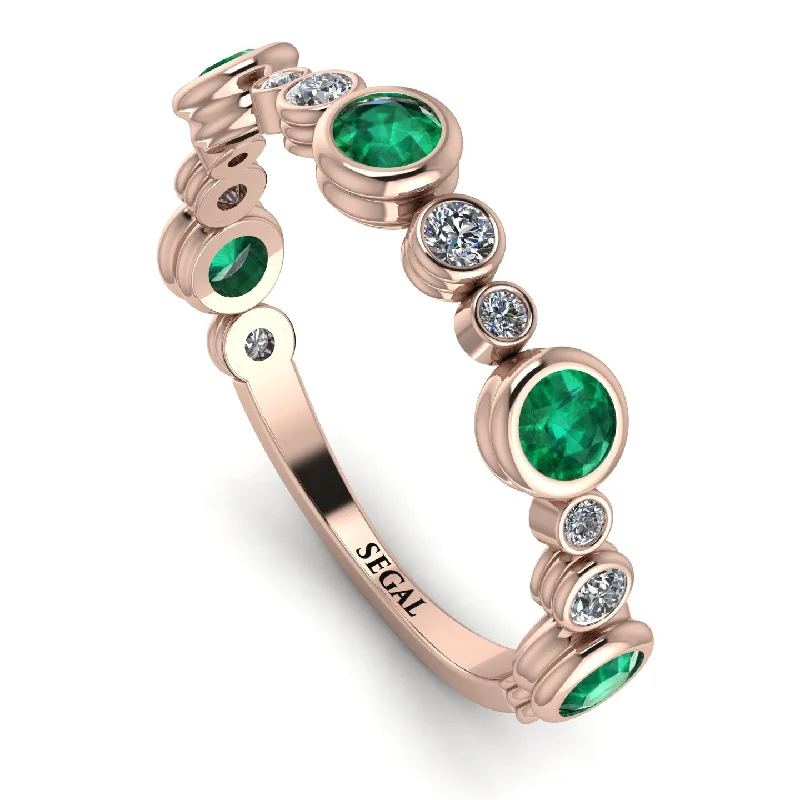 women's ring vintage style -Bezel Emerald Eternity Band - Valeria No. 5