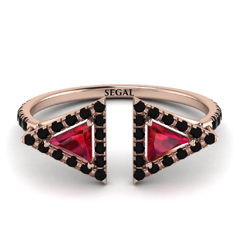 women's ring with birthstone -Triangle Ruby Open Ring - Nevaeh No. 41