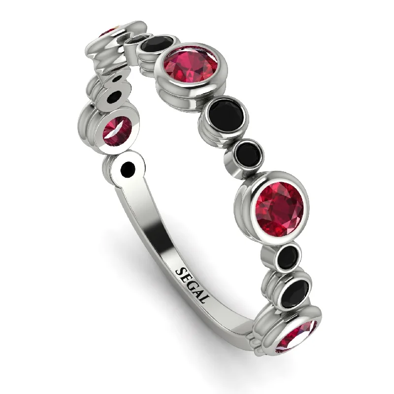 women's ring with diamond cluster -Bezel Ruby Eternity Band - Valeria No. 42