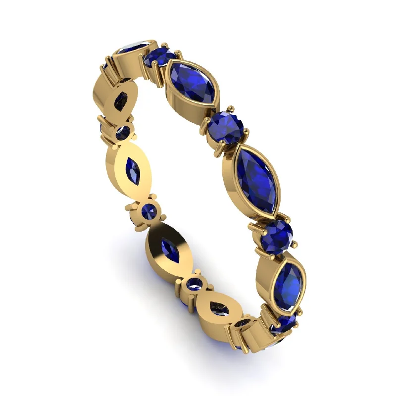 women's ring eco-friendly -Marquise Sapphire Eternity Band - Cecilia No. 73