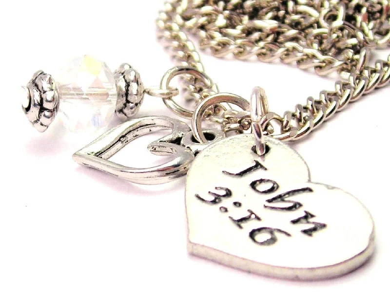 women's necklaces ethically sourced -John 3:16 Necklace with Small Heart