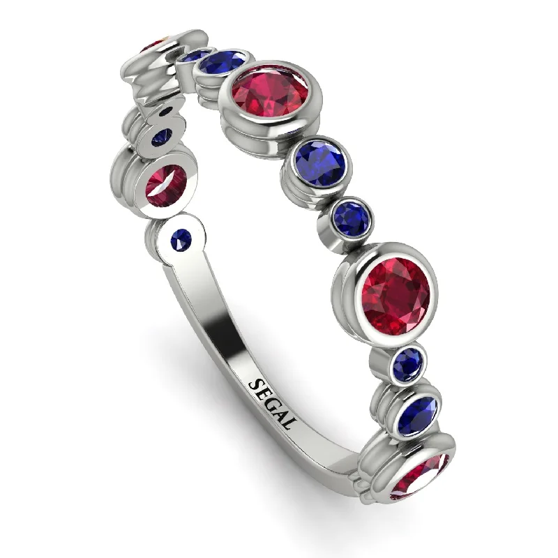 women's ring delicate and dainty -Bezel Ruby Eternity Band - Valeria No. 72