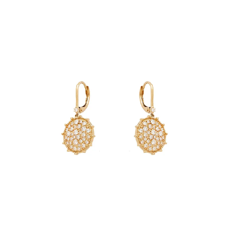 women's earrings opal gemstone -18 Karat Yellow Gold Confetti earrings with White Diamonds