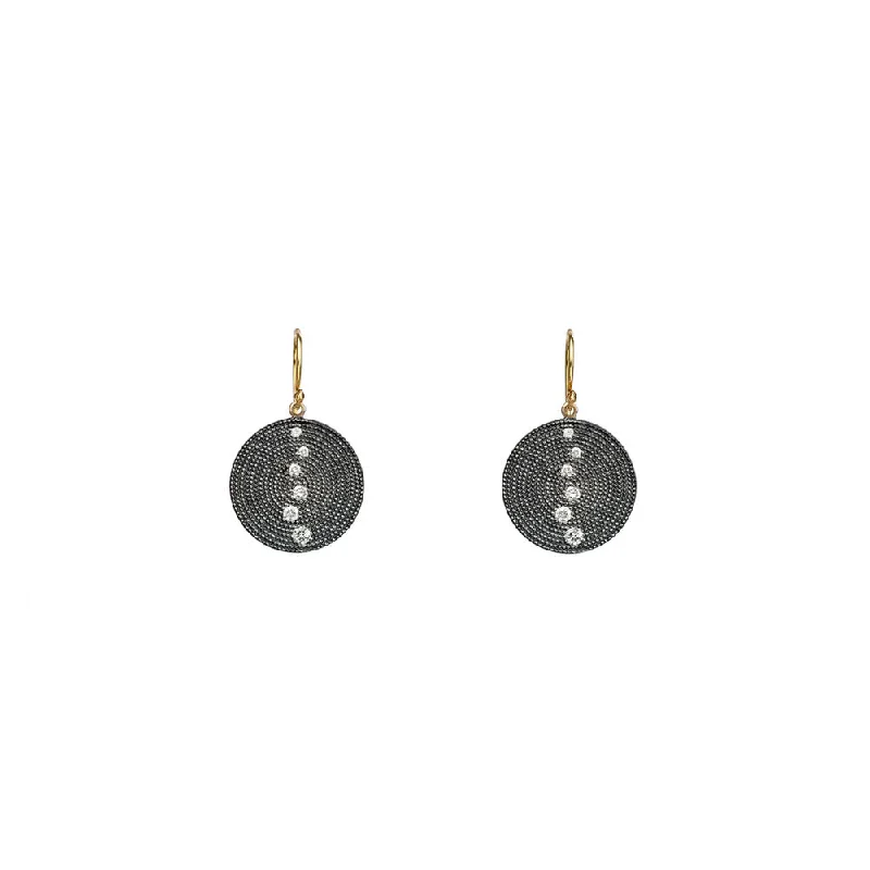 women's earrings trendy simple studs -Sterling Silver Black Rhodium ALAINA Diamond Disc earrings