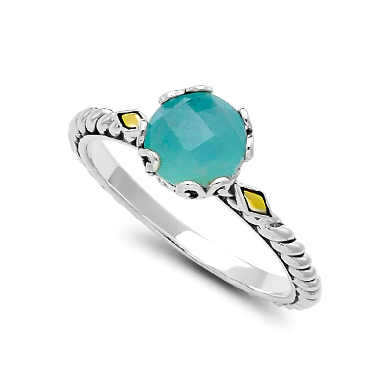 women's ring gemstone halo -Samuel B. Aquamarine Birthstone Glow Ring - March