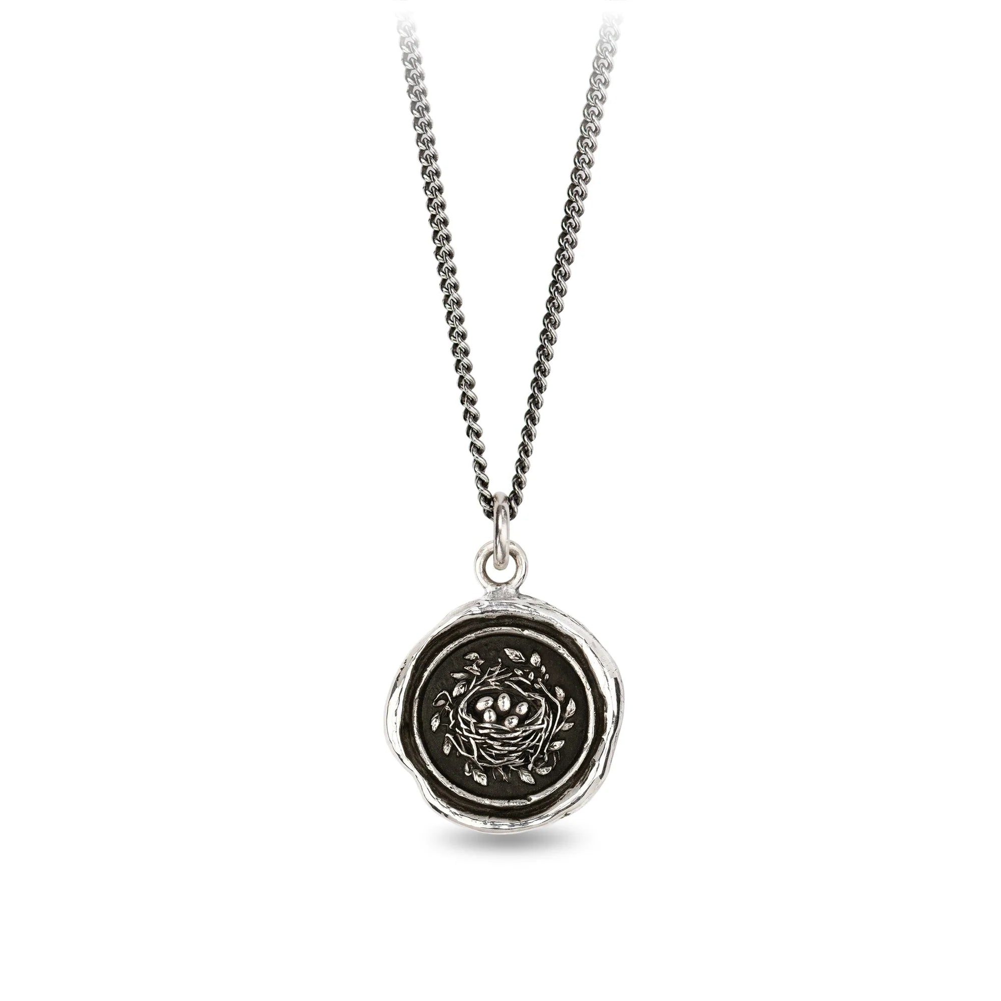 women's necklaces trendy look -Pyrrha Sterling Silver "Safe and Sound" Talisman 18 Inch Curb Chain Necklace