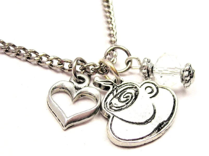 women's necklaces antique design -Steaming Hot Coffee Necklace with Small Heart