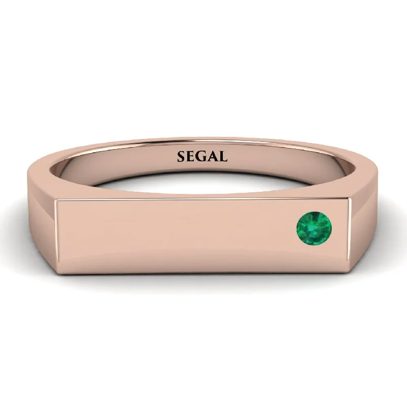 women's ring personalized name -Thin Signature Band With Emerald - Norah No. 5