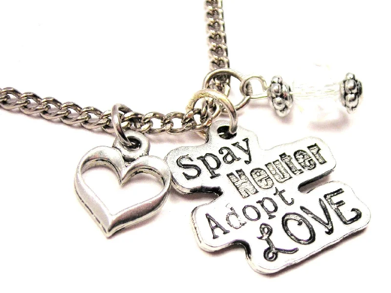 women's necklaces special occasion -Spay Neuter Adopt Love Necklace with Small Heart