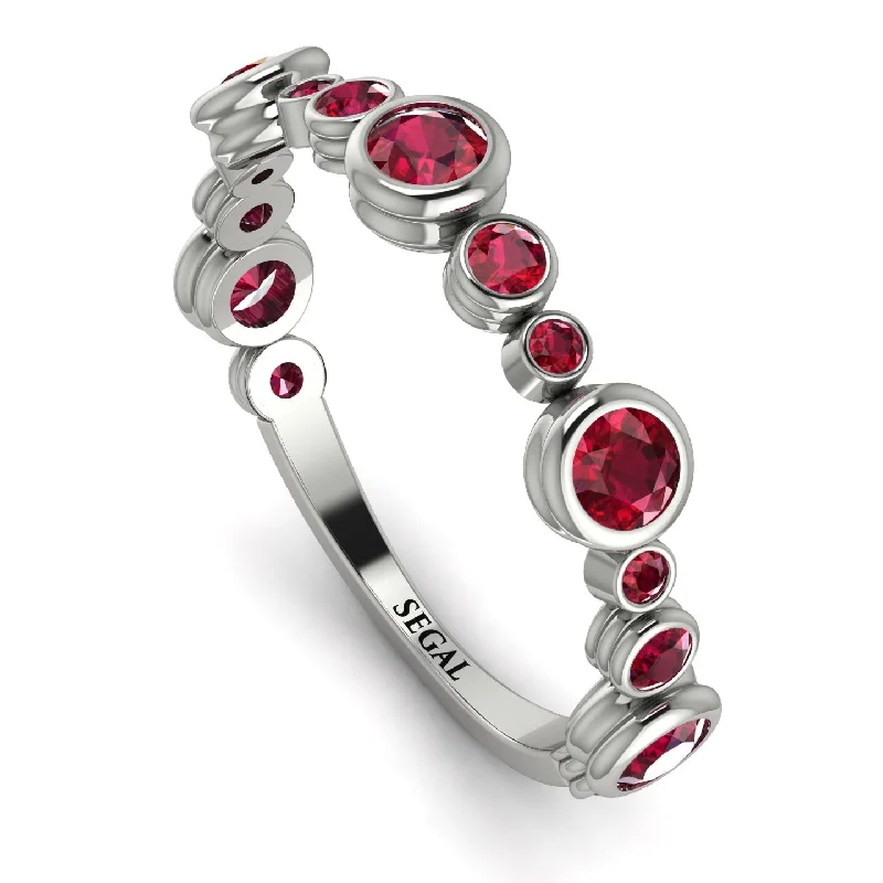 women's ring gemstone halo -Bezel Ruby Eternity Band - Valeria No. 57