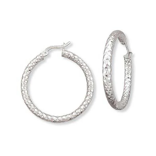 women's earrings fashion-forward jewelry -Textured Twist Hoop Earrings, 1.20 Inches, Sterling Silver