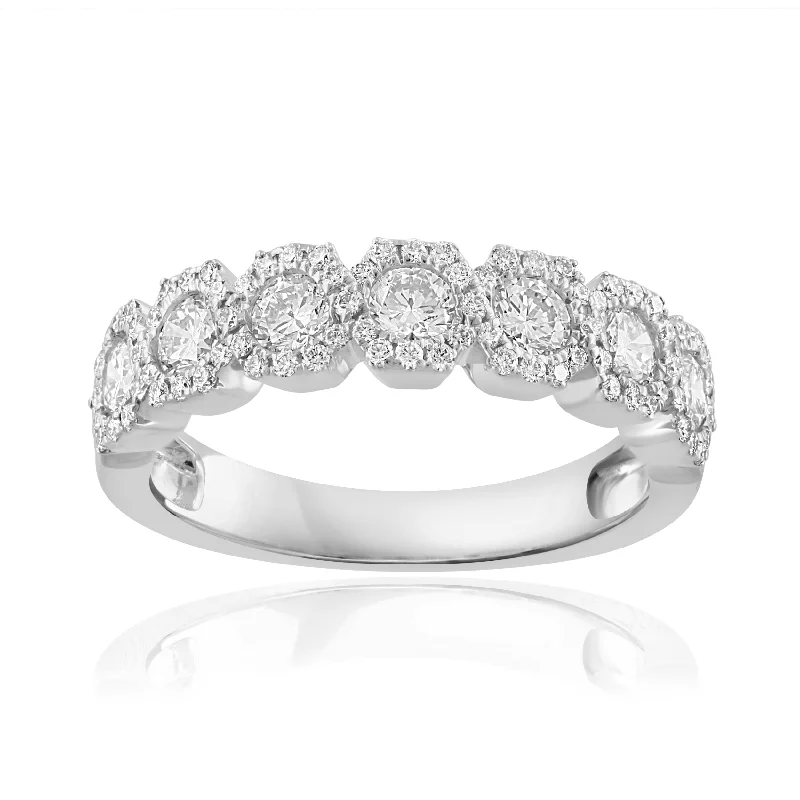 women's ring high-polish finish -14K White Gold Diamond Anniversary Band