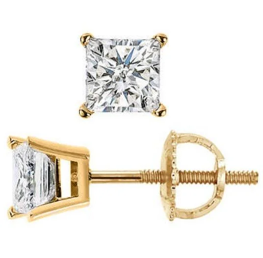 women's earrings diamond -1 Carat Princess Cut Martini Diamond Stud Earrings